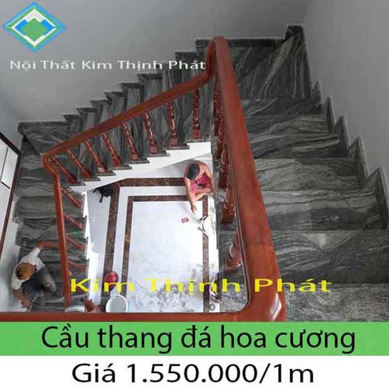 cầu thang đá hoa cương xám