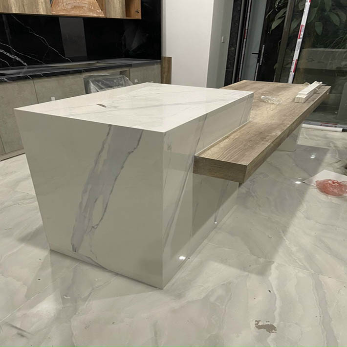 Giá đá hoa cương marble thiên nhiên bếp màu trắng