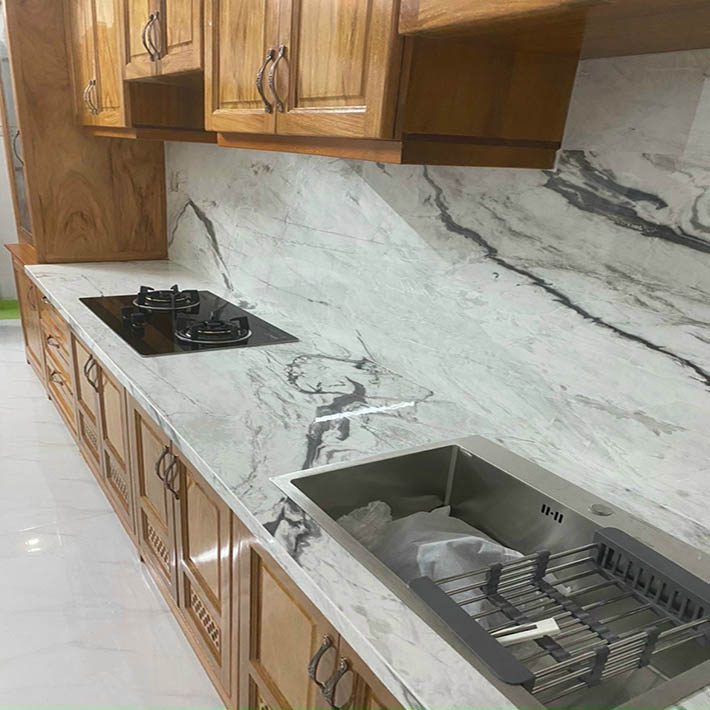 Mẫu đá granite bếp màu trắng